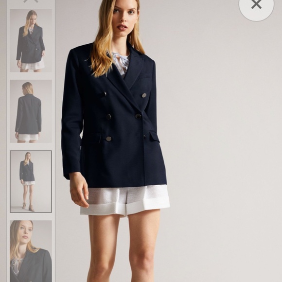 NWTTed Baker Oversized Blue Arval Relaxed Peaked Lapel Db Blazer - Size 8 - Picture 3 of 16